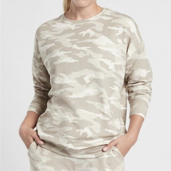 Athleta Neutral Camo Studio to Street Pullover Crewneck Sweatshirt! - Picture 1 of 8